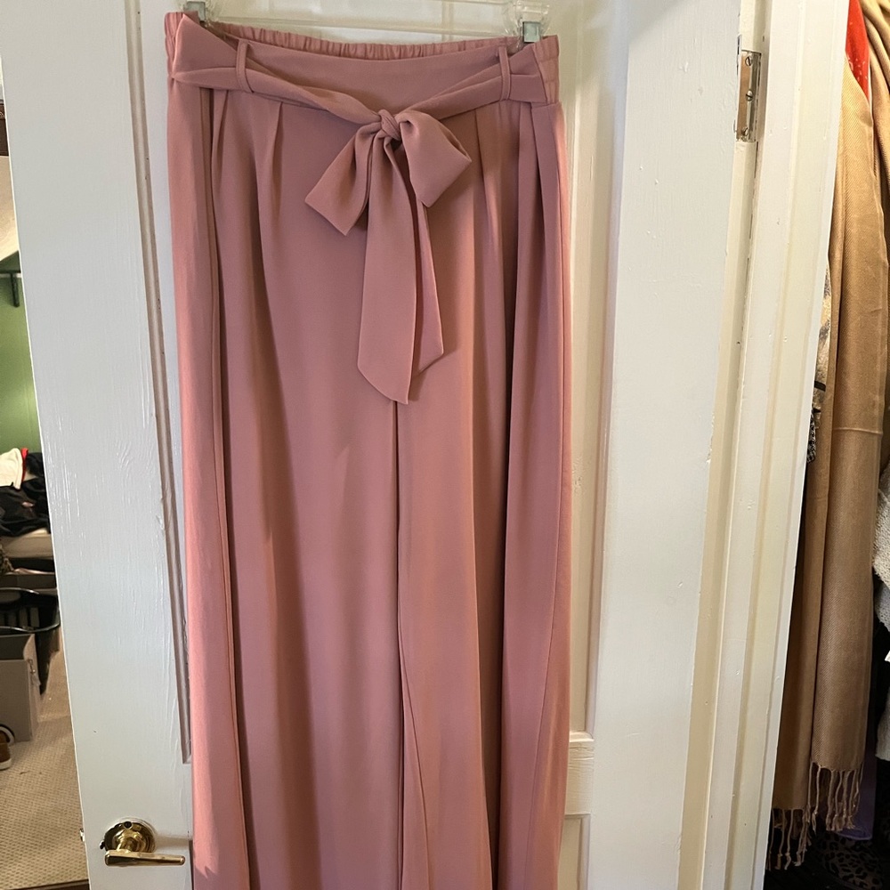Blush Palazzo Pants with Tie Front